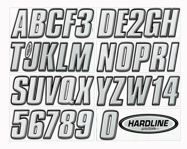 Hardline 3-Inch Boat Lettering Registration Kit - Silver/Black