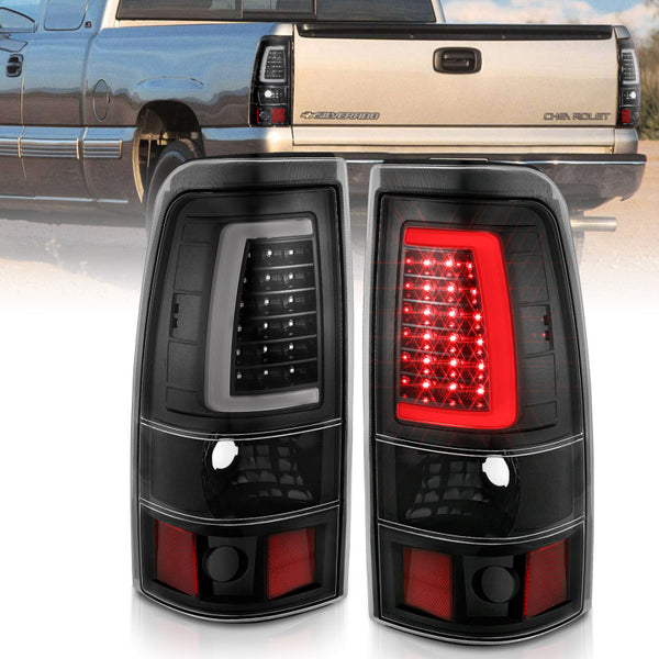 ANZO LED Tail Lights (Pair) Black Housing Clear Lens for 20032006 Chevy Silverado 1500