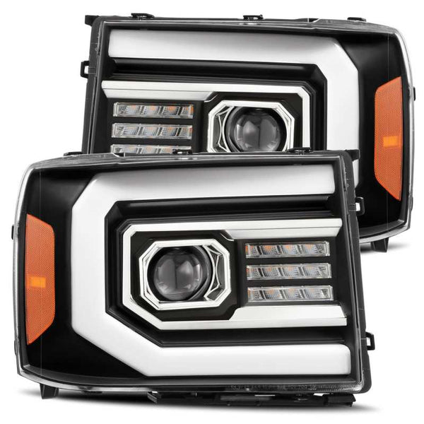 AlphaRex PRO-Series Projector Headlights Matte Black w/ Sequential Signal for 2007-2013 GMC 1500HD
