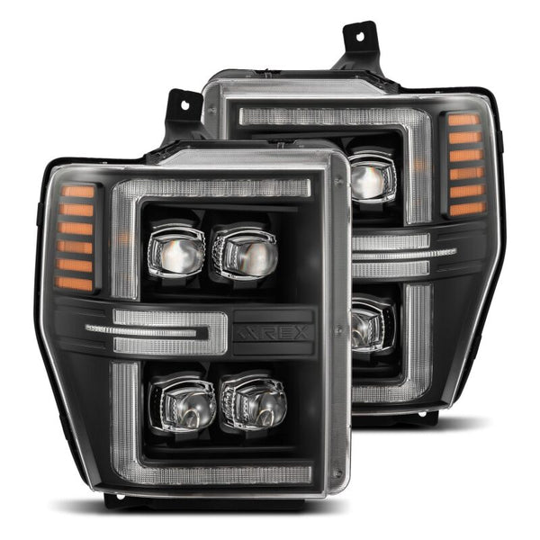 AlphaRex NOVA-Series LED Projector Headlights for 2008-2010 Ford F250/F350/F450/F550 - Black, Activ Light & Sequential Signal