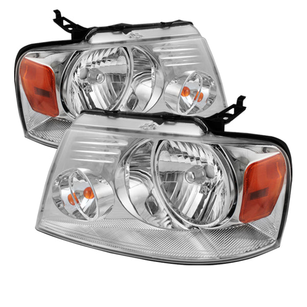 xTune Ford F150 04-08 Amber Crystal Headlights Chrome HD-JH-FF15004-AM-C