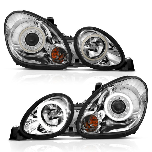 ANZO Projector Headlights w/ Halo (Chrome Housing) for 19982005 Lexus GS300