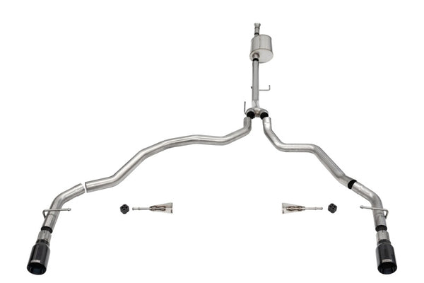 Corsa Cat-Back Exhaust for 2021-2025 Ford F-150 SuperCab 5.0L V8 - Dual Rear Exit Black PVD