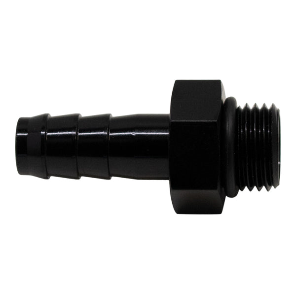 DeatschWerks 6AN ORB Male to 3/8in Male Triple Barb Fitting - Anodized Matte Black