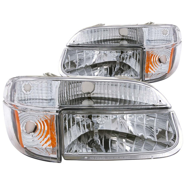 ANZO Crystal Headlight Set w/ Chrome Housing & Corner Lights for Ford Explorer 1995-2001