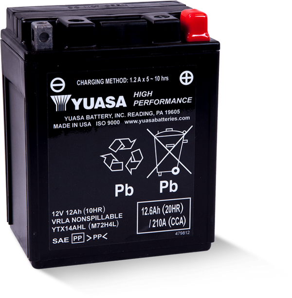 Yuasa YTX14AHL Maintenance Free AGM 12-Volt Battery