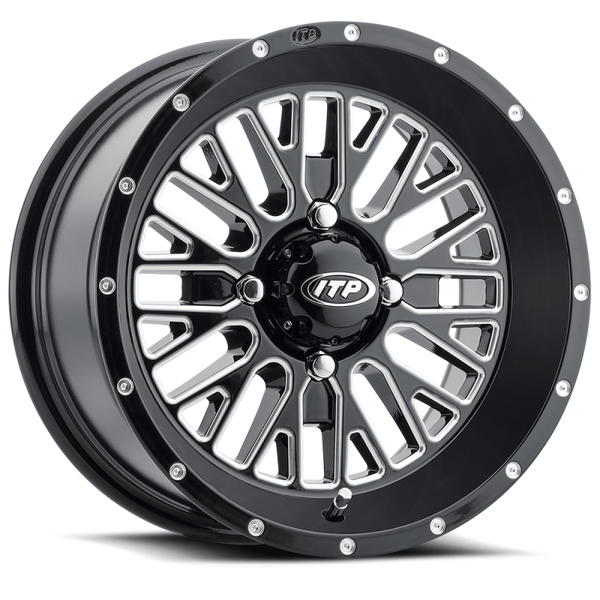 ITP Momentum 24x6.5 / 4x156 BP / 10mm Offset Black w/ Milled Accents Wheel