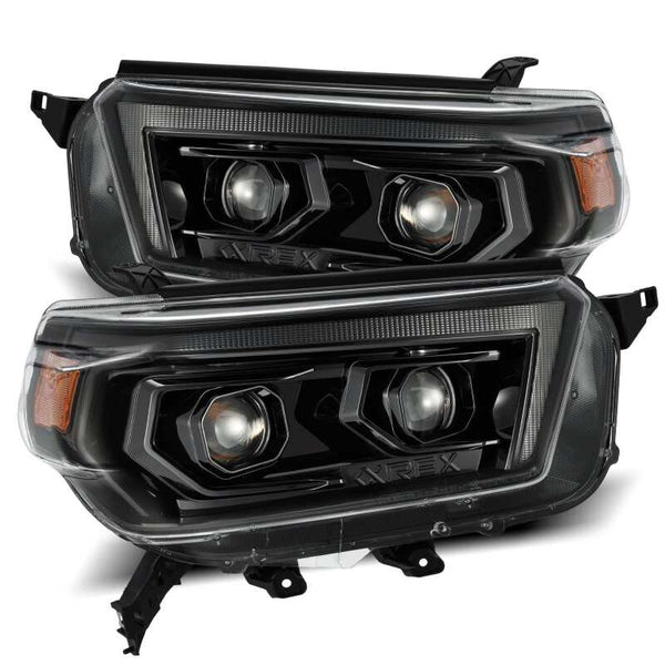 AlphaRex LUXX LED Projector Headlights for Toyota 4Runner 2010-2013 - Alpha Black w/ Sequential Signal & DRL