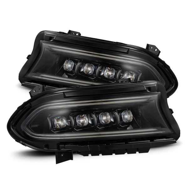 AlphaRex NOVA LED Projector Headlights (Black) w/ Active Light & Sequential Signal for Dodge Charger 2015-2023