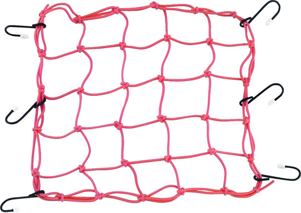 BikeMaster 13x13in Stretch Cargo Net with Rubber-Tipped Metal Hooks - Orange