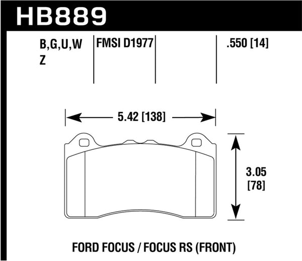 Hawk DTC-60 Race Front Brake Pads for 2017 Ford Focus