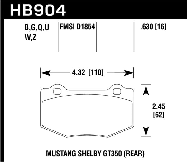 Hawk Performance Ceramic Rear Brake Pads for 16-18 Ford Mustang Shelby GT350/GT350R