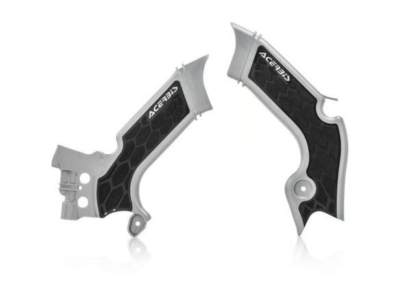 Acerbis X-Grip Frame Guards for Kawasaki KX250 (2021+) & KX450 (2019-2023) - Silver/Black
