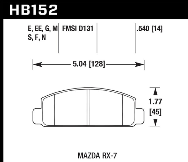 Hawk High Performance Street Brake Pads for Mazda RX-7