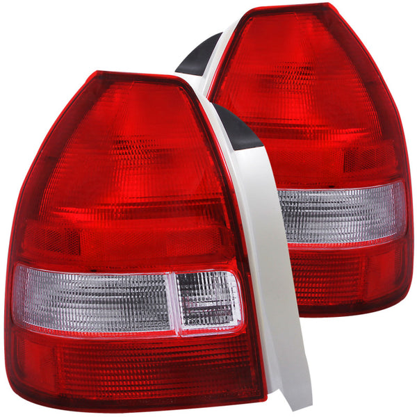 ANZO Tail Light Assemblies for Honda Civic 1996-2000 - Red/Clear (Pair)