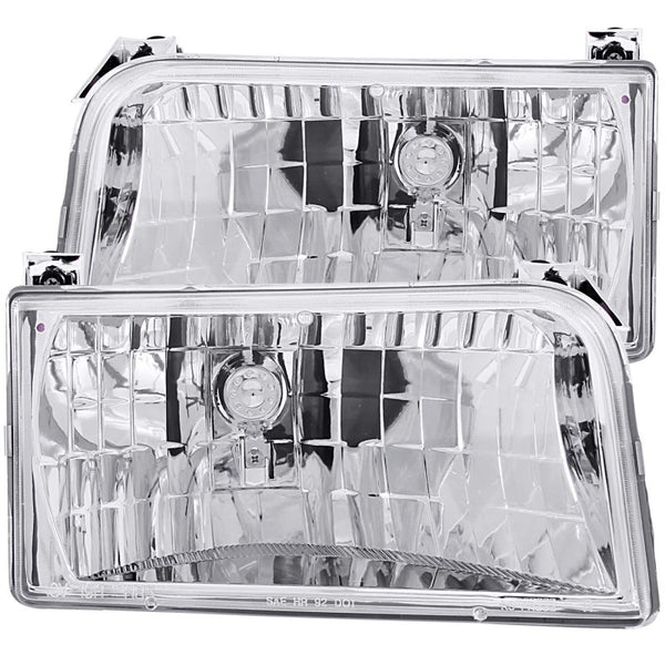 ANZO Crystal Headlights (Chrome Housing/Clear Lens) for 19921996 Ford F-150