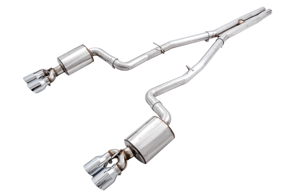 AWE Tuning 2015+ Dodge Challenger 6.4L/6.2L Non-Resonated Touring Edition Exhaust - Quad Silver Tips