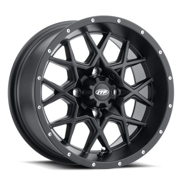 ITP Hurricane 16X7 / 4x136 BP / 5+2 Offset Matte Black Wheel