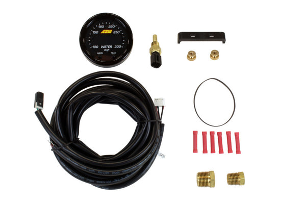 AEM X-Series Water Temperature Gauge Kit 100-300F Black Bezel/Faceplate (30-0302)