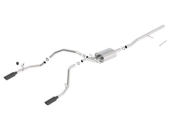 Borla Catback Exhaust System for 2014 Sierra 1500 S-Type, 2.75in Inlet, Dual 2.25in Outlet Black Chrome