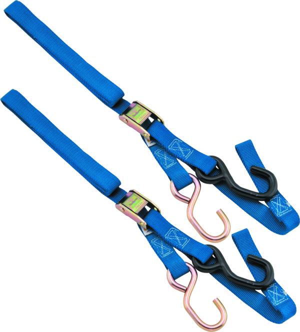 BikeMaster Tiedown Soft Hook Straps - Blue (Nylon Webbing)