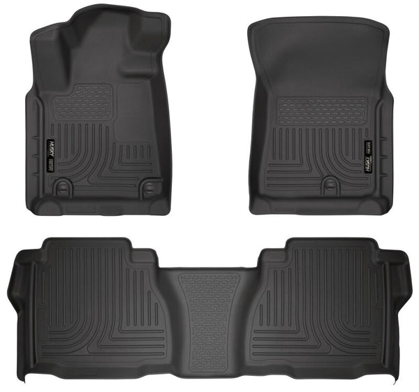 Husky Liners 07-11 Toyota Tundra Double/CrewMax Cab Rubber WeatherBeater Floor Liners - Black