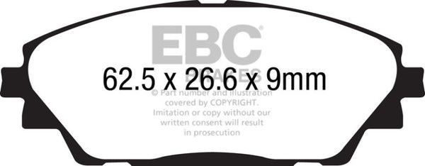 EBC Yellowstuff Performance Brake Pads for 2014+ Mazda 3 2.0 (Japan Build)