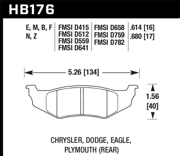 Hawk Performance SRT4 HP+ Street Rear Brake Pads