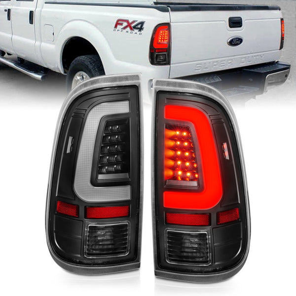 ANZO LED Tail Lights Black Housing Clear Lens (Pair) for 20082016 Ford F-250