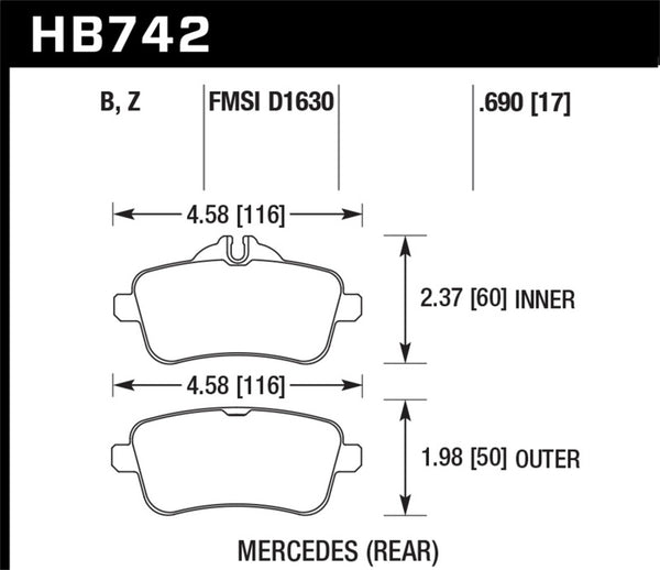 Hawk HPS 5.0 Rear Brake Pads for 12-15 Mercedes-Benz ML350/550