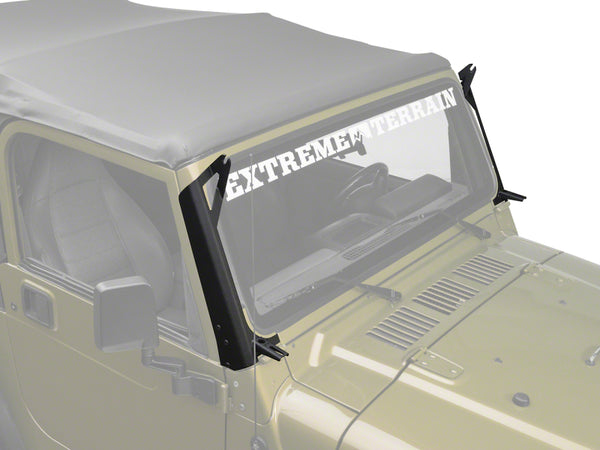Raxiom 97-06 Jeep Wrangler TJ 50-In LED Light Bar Windshield Mount w/ Auxiliary Bracket