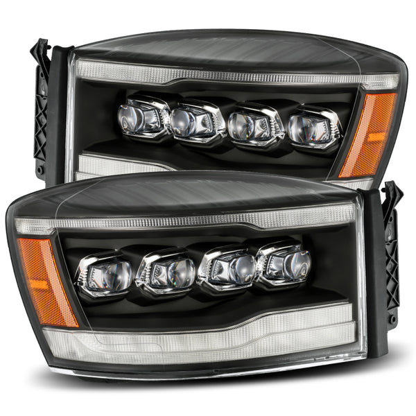 AlphaRex NOVA Series Projector Headlights Black w/ Sequential Signal, DRL & Amber LED (20062008 Dodge Ram 1500HD)