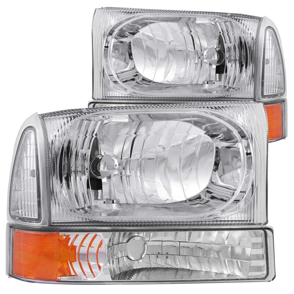 ANZO Chrome Crystal Headlights w/ Corner Lights (2pc) for Ford Excursion 20002004