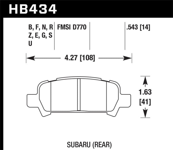 Hawk Performance D770 HP+ Street Rear Brake Pads for 02-03 WRX / 05-08 LGT