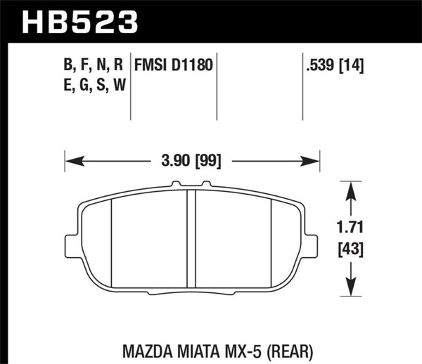 Hawk Rear Brake Pads for 06-10 Mazda MX-5 Miata Base - Blue 9012 Racing