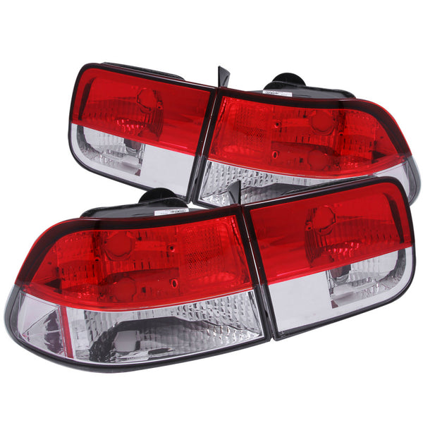 ANZO Tail Lights Pair Red/Clear for Honda Civic 1996-2000