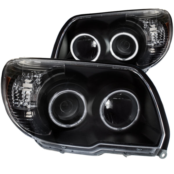 ANZO Projector Headlights w/ Halo - Black Housing - Toyota 4Runner 2006-2009