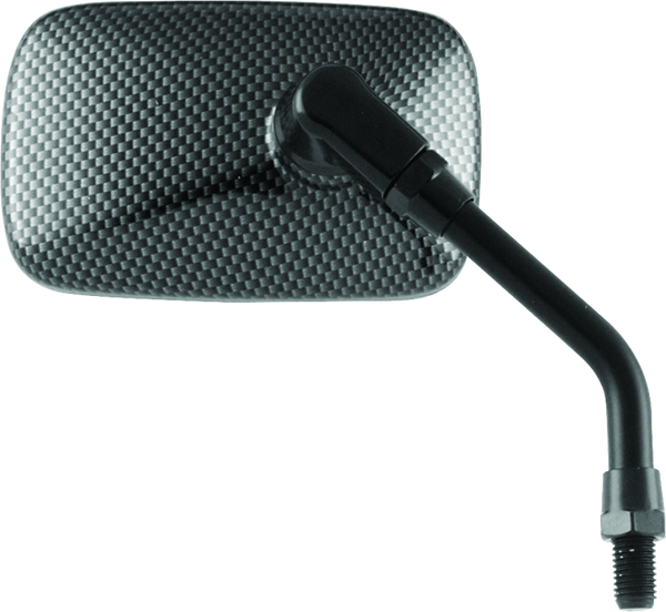 BikeMaster Mini Rectangular Carbon Fiber Mirror - 10mm Thread (Each)