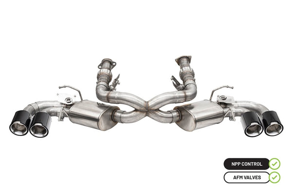 Corsa Valved Cat-Back Exhaust for 2020-2025 Chevrolet Corvette C8 RWD - 3in with 4.5in Carbon Fiber Tips