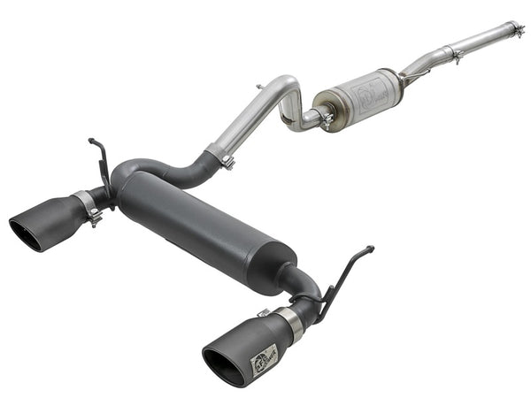 aFe Rebel Series 2.5" 409 SS Cat-Back Exhaust with Black Tips for 2007-2018 Jeep Wrangler (JK) V6 3.6L/3.8L