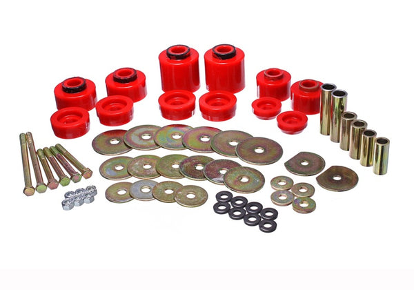 Energy Suspension Body Mount Set for 80-96 Ford F-150/250/350 - Red with Hardware
