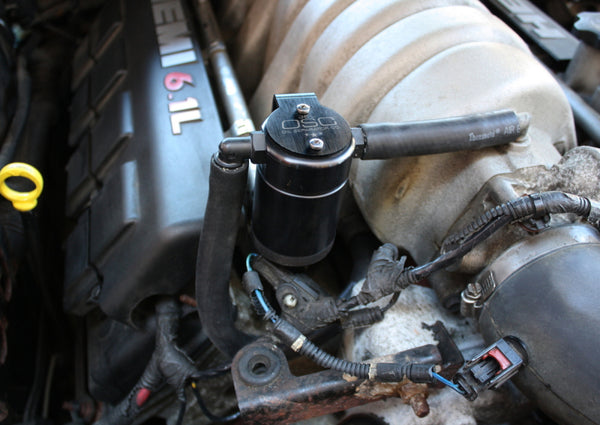 J&L 2005-2010 Dodge Charger 6.1L Hemi Passenger Side Oil Separator - Black Anodized