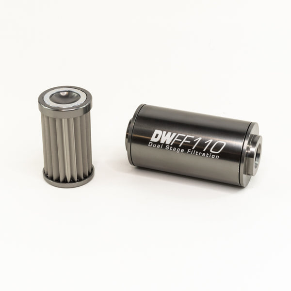DeatschWerks 10AN 10 Micron Universal Inline Fuel Filter Housing Kit - 110mm