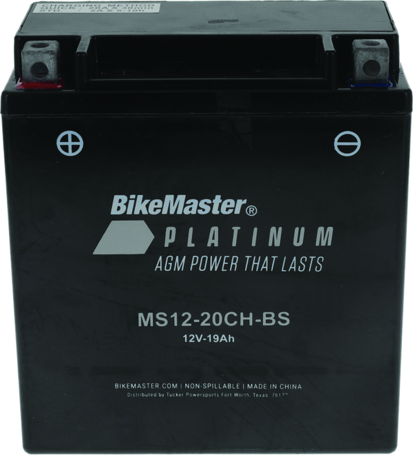 BikeMaster AGM Motorcycle Battery MS12-20CH-BS (Maintenance-Free)