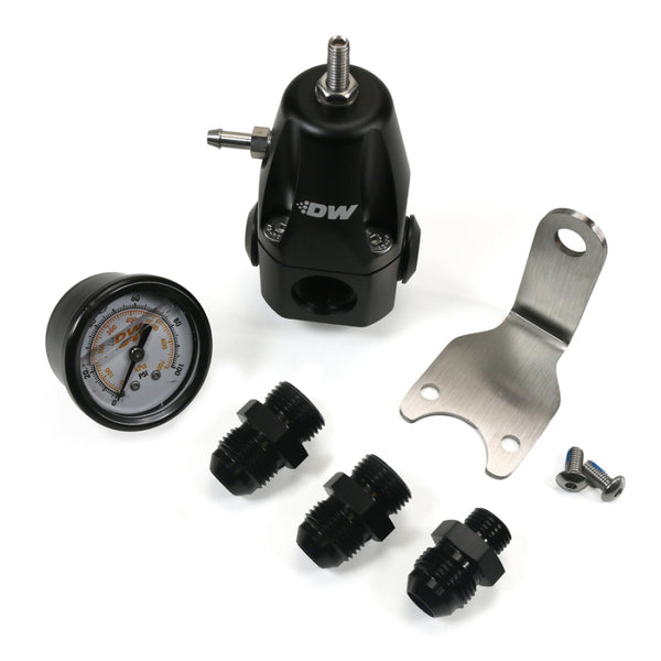 DeatschWerks DWR1000 Adjustable Fuel Pressure Regulator with Gauge - Anodized Black