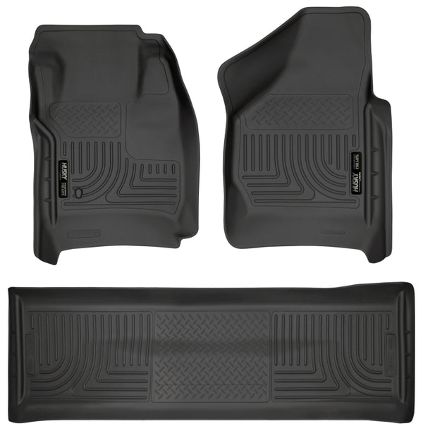 Husky Liners 2008-2010 Ford Super Duty Crew Cab WeatherBeater Combo Floor Liners - Black