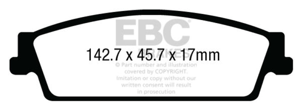 EBC Greenstuff Rear Brake Pads for 2015-2020 Cadillac Escalade 6.2 2WD
