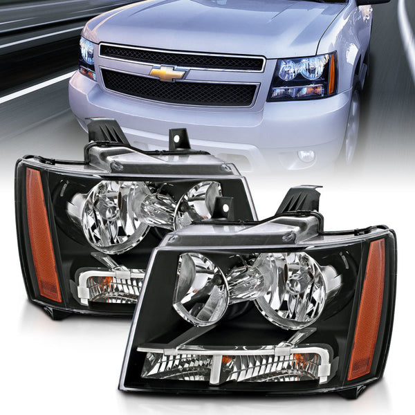ANZO Crystal Headlights Black Housing (Pair) for 20072014 Chevrolet Tahoe/Suburban