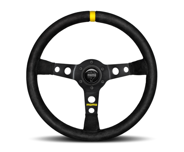 Momo MOD07 Steering Wheel 350 mm - Black Suede/Black Spokes/1 Stripe