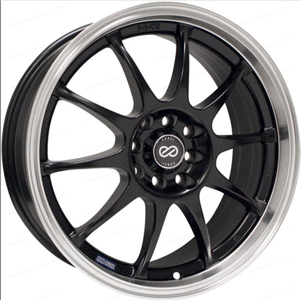 Enkei J10 16x7 Wheels - 4x100/108, 42mm Offset, Matte Black with Machined Lip